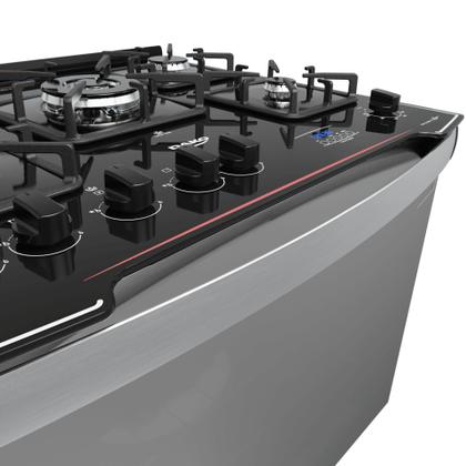 Imagem de Fogão de Embutir 5 Bocas Preto com Frente Espelhada e Timer Digital Dako Diplomata Grill Style Bivolt