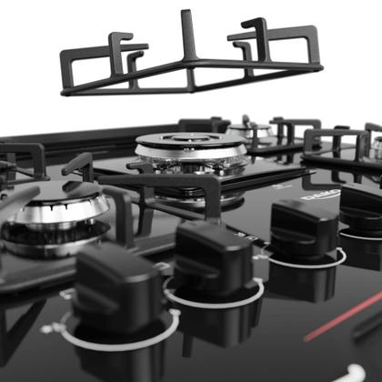 Imagem de Fogão de Embutir 5 Bocas Preto com Frente Espelhada e Timer Digital Dako Diplomata Grill Style Bivolt