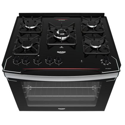 Imagem de Fogão de Embutir 5 Bocas Preto com Mesa de Vidro Dako Diplomata Bivolt