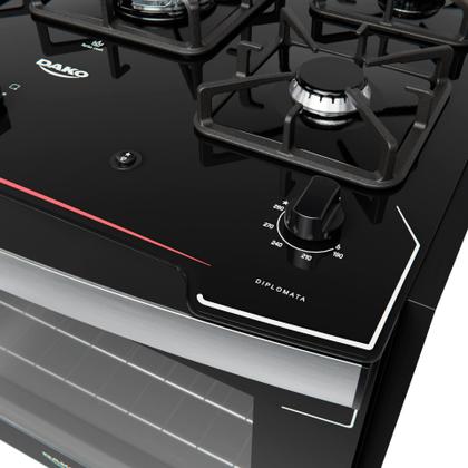 Imagem de Fogão de Embutir 5 Bocas Preto com Mesa de Vidro Dako Diplomata Bivolt