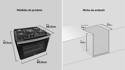 Imagem de Fogão de Embutir 5 Bocas Preto com Mesa de Vidro Dako Diplomata Bivolt