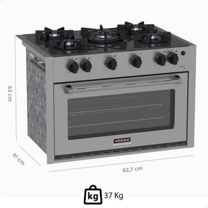 Imagem de Fogão De Embutir 5 Bocas Venax Gaudi Line Inox 88,3L Gás Automático Bivolt 30305