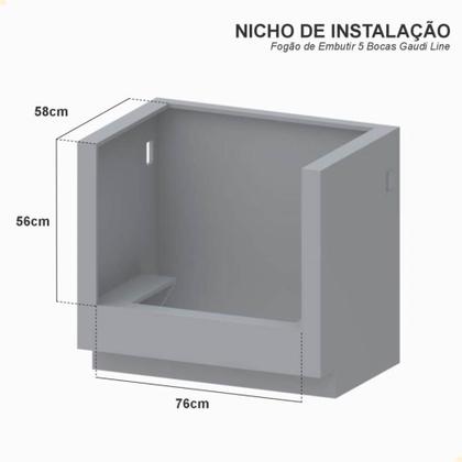 Imagem de Fogão De Embutir 5 Bocas Venax Gaudi Line Inox 88,3L Gás Automático Bivolt 30305