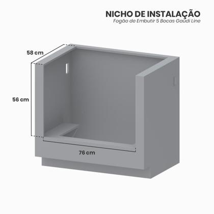 Imagem de Fogao de Embutir 5 Bocas Venax Gaudi Line Inox Gas Glp