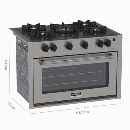 Imagem de Fogao de Embutir 5 Bocas Venax Gaudi Line Inox Gas Glp
