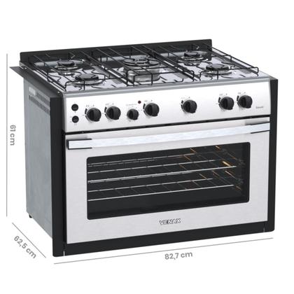 Imagem de Fogao de Embutir 5 Bocas Venax Gaudi Platinum GII Inox Gas Glp