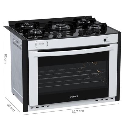 Imagem de Fogao de Embutir 5 Bocas Venax Gaudi Prisma Vitreo Bl Branco Gas Glp