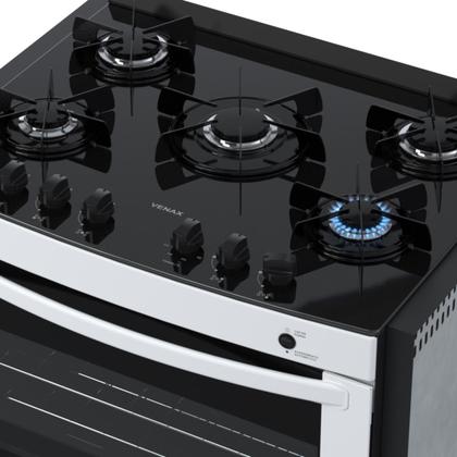 Imagem de Fogao de Embutir 5 Bocas Venax Gaudi Prisma Vitreo Bl Branco Gas Glp