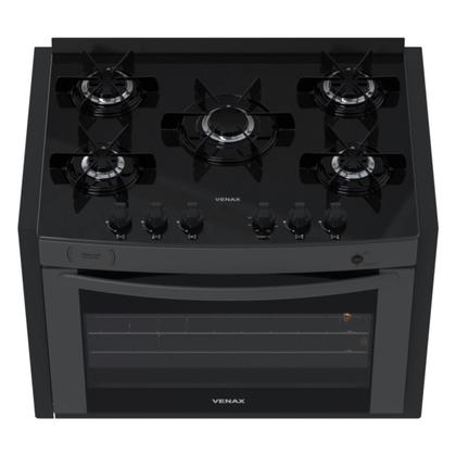 Imagem de Fogao de Embutir 5 Bocas Venax Gaudi Prisma Vitreo Bl Grafite Gas Glp