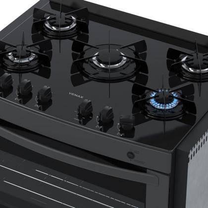 Imagem de Fogao de Embutir 5 Bocas Venax Gaudi Prisma Vitreo Bl Grafite Gas Glp