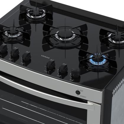 Imagem de Fogao de Embutir 5 Bocas Venax Gaudi Prisma Vitreo Bl Inox Gas Glp