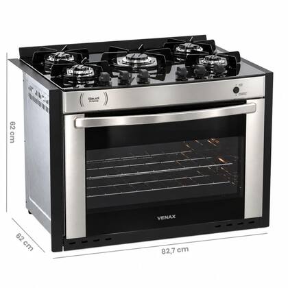 Imagem de Fogao de Embutir 5 Bocas Venax Gaudi Prisma Vitreo Bl Inox Gas Glp