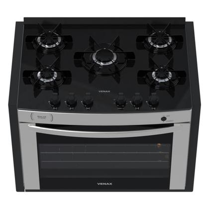 Imagem de Fogao de Embutir 5 Bocas Venax Gaudi Prisma Vitreo Bl Inox Gas Glp