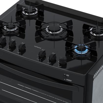 Imagem de Fogao de Embutir 5 Bocas Venax Gaudi Prisma Vitreo Bl Preto Gas Glp
