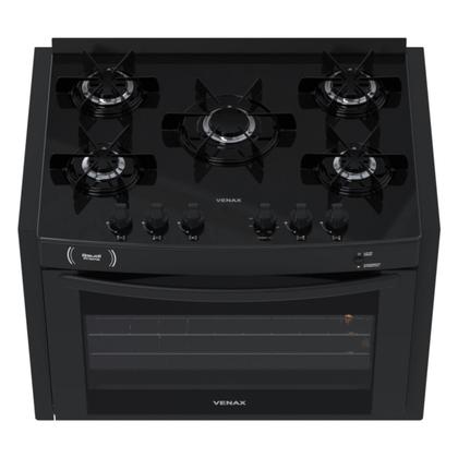 Imagem de Fogao de Embutir 5 Bocas Venax Gaudi Prisma Vitreo Bl Preto Gas Glp