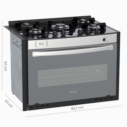 Imagem de Fogao de Embutir 5 Bocas Venax Gaudi Prisma Vitreo El Inox Gas Glp