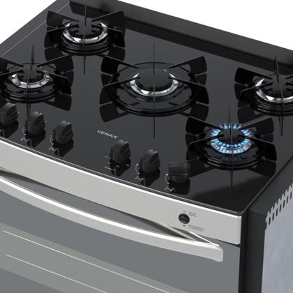 Imagem de Fogao de Embutir 5 Bocas Venax Gaudi Prisma Vitreo El Inox Gas Glp