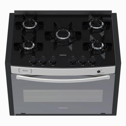 Imagem de Fogao de Embutir 5 Bocas Venax Gaudi Prisma Vitreo El Inox Gas Glp