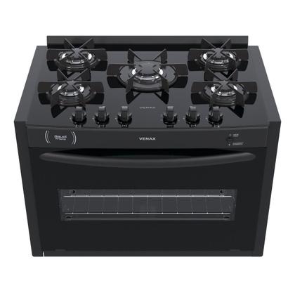Imagem de Fogao de Embutir 5 Bocas Venax Gaudi Prisma Vitreo Preto Gas Glp