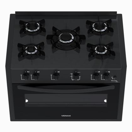Imagem de Fogao de Embutir 5 Bocas Venax Picasso Line Preto Fosco Gas Glp