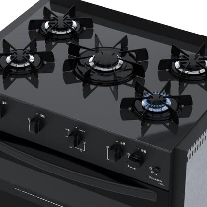 Imagem de Fogao de Embutir 5 Bocas Venax Picasso Line Preto Fosco Gas Glp