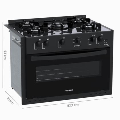 Imagem de Fogao de Embutir 5 Bocas Venax Picasso Line Preto Fosco Gas Glp