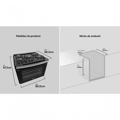 Imagem de Fogão de Embutir Diplomata 5 Bocas com Mesa de Vidro Dako