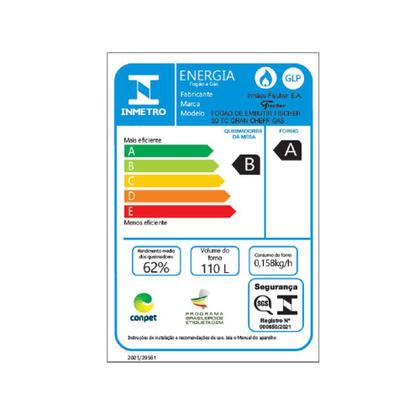 Imagem de Fogão De Embutir Fischer 5 Bocas TC Gran Cheff Gás Com Dourador