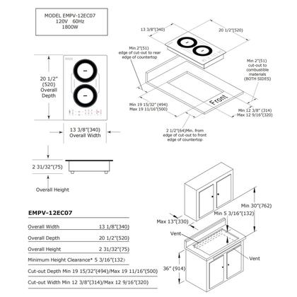 Imagem de Fogão de Indução Duplo Empava - 2 Bocas, 1800W, 110-120V