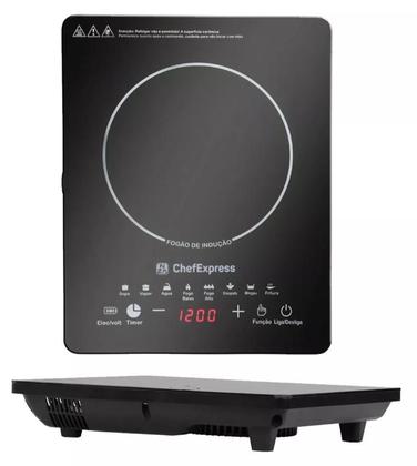 Imagem de Fogão de Indução Preto Vidro cerâmica 1200w 1 Boca Chefexpress