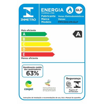 Imagem de Fogao de Mesa 2 Bocas Venax Flamalar Vetro Vermelho Gas Glp