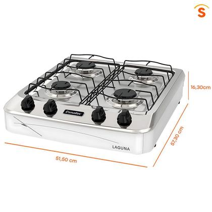 Imagem de Fogão de Mesa a Gás 4 Bocas Esmaltec Laguna 4 Bocas 4027 Branco