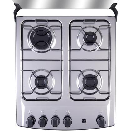 Imagem de Fogão de Piso 4 Bocas Branco com Mesa de Inox Dako Supreme Glass Bivolt