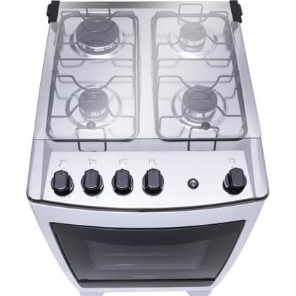 Imagem de Fogão de Piso 4 Bocas Branco com Mesa de Inox Dako Supreme Glass Bivolt