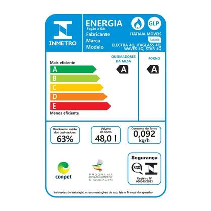 Imagem de Fogão de Piso 4 Bocas Itatiaia Electra Glass Plus - Acendimento Automático, Preto, Bivolt