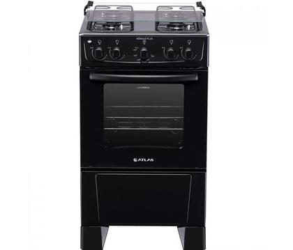 Imagem de Fogão De Piso 4 Bocas Preto com Mesa Inox Atlas Mônaco Plus
