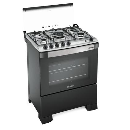 Imagem de Fogão de Piso 5 Bocas Tripla Chama Com Mesa em Inox Mueller Decorato Preto Fosco