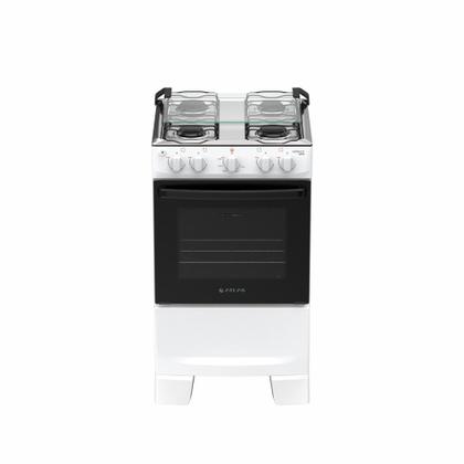 Imagem de Fogão de Piso Atlas Mônaco Plus 4 Bocas com mesa de inox tampa de vidro e acendimento automático Branco