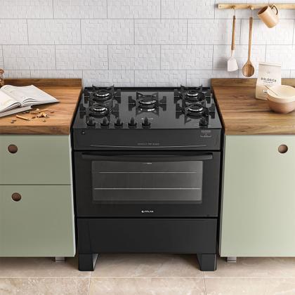 Imagem de Fogão de Piso Atlas Mônaco Top Glass 5 Bocas Acendimento Automático Preto