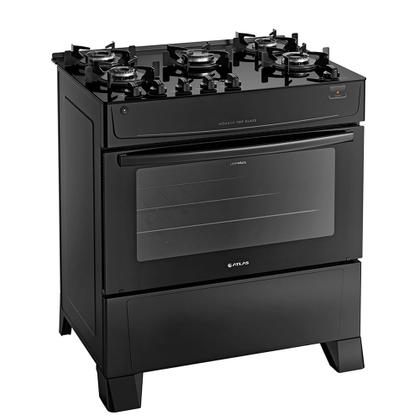 Imagem de Fogão de Piso Atlas Mônaco Top Glass 5 Bocas Acendimento Automático Preto