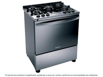 Imagem de Fogão de Piso Brastemp 5 Bocas Mesa de Vidro e Turbo com Forno 96 Litros Bivolt Inox