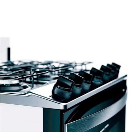 Imagem de Fogão de Piso Brastemp 6 Bocas BFS6NCB, Mesa de Inox, Acendimento Automático, Botões Removíveis, Branco, Bivolt