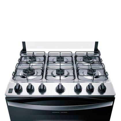 Imagem de Fogão de Piso Brastemp 6 Bocas BFS6NCB, Mesa de Inox, Acendimento Automático, Botões Removíveis, Branco, Bivolt