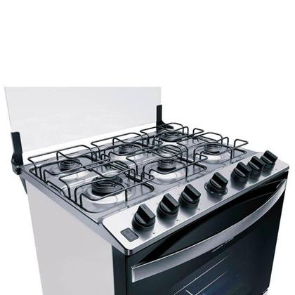 Imagem de Fogão de Piso Brastemp 6 Bocas BFS6NCB, Mesa de Inox, Acendimento Automático, Botões Removíveis, Branco, Bivolt