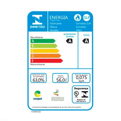 Imagem de Fogão de Piso com 4 Bocas Mesa em Inox Automático Esmaltec Agata