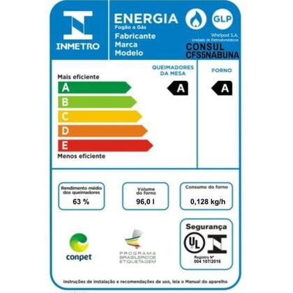 Imagem de Fogão de Piso Consul 5 Bocas Branco com Acendimento Automático e Botões Removíveis - CFS5NAB