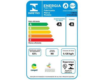 Imagem de Fogão De Piso Consul 5 Bocas CFS5VBEUNA Acendimento Automático Mesa De Vidro Preto Bivolt