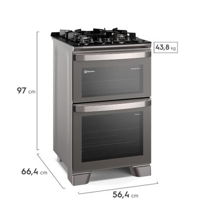 Imagem de Fogão de Piso Electrolux de 04 Bocas Experience com Duplo Forno e Mesa de Vidro Cinza - FE4DG