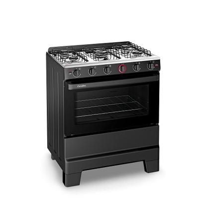 Fogão de Piso Esmaltec 5 Bocas com Acendimento Automático Preto Ideal Super Bivolt Imagem de Fogão de Piso Esmaltec 5 Bocas com Acendimento Automático Preto Ideal Super Bivolt