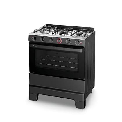 Fogão de Piso Esmaltec 5 Bocas com Acendimento Automático Preto Ideal Super Bivolt Imagem de Fogão de Piso Esmaltec 5 Bocas com Acendimento Automático Preto Ideal Super Bivolt